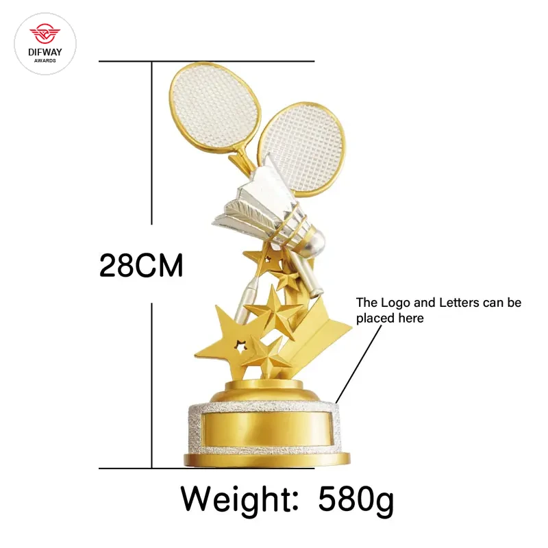 Stock Resin Badminton Trophy Or Custom Your Own Design Dance Metal Awards.