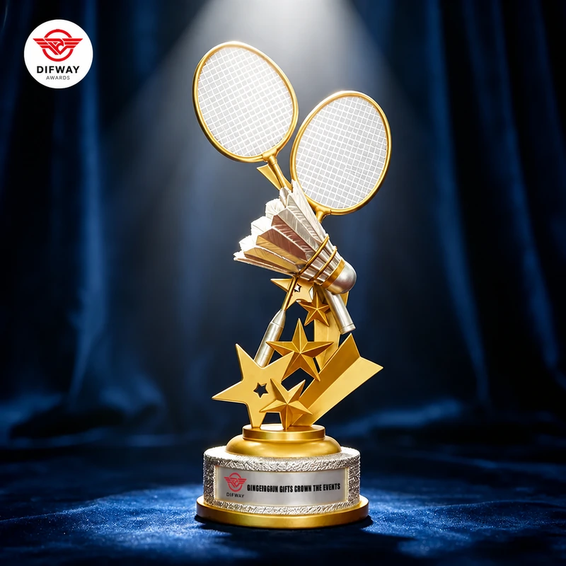 Stock Resin Badminton Trophy Or Custom Your Own Design Dance Metal Awards.