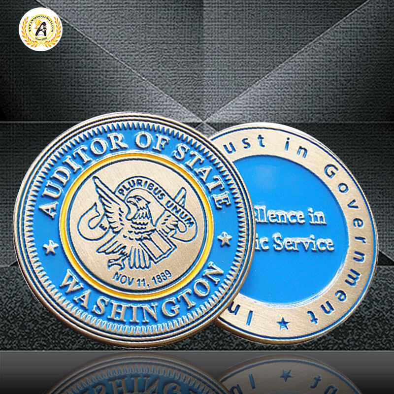 Custom Zinc Alloy Brass Commemorative Coin Engraving Create A Challenge Coin Antique Silver Plated, Sofe Enamel Filling.