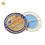 Personalised Custom Logo 3D Zinc Alloy Brass Engraved Coins, Design Your Own Challenge Navy Souvenir Enamel Coins.