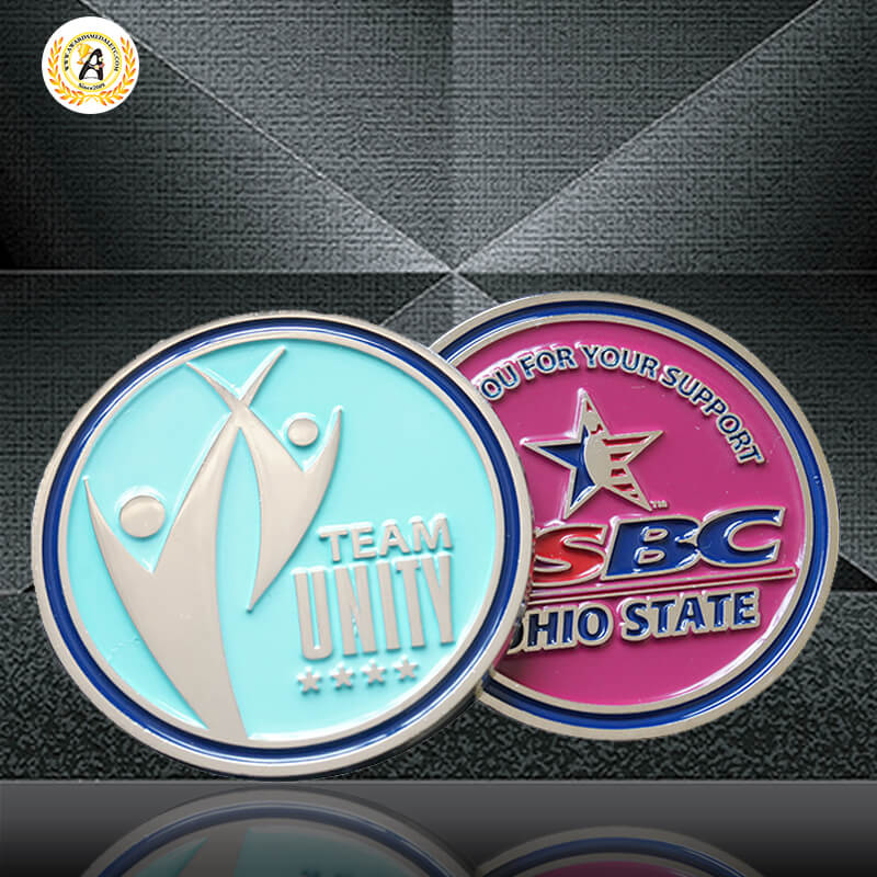 Make Your Own Challenge Coin Silver Plated, Die Stamping Metal Soft Enamel Commemorative Engraved Silver Coins Maker.