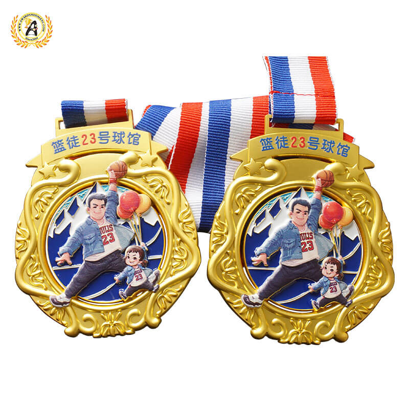 Die Casting Zinc Alloy Stock Basketball Medal No Mold Charge, Cheap Metal Soft Enamel Medallions With Your Design