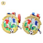 Die Casting Soft Enamel Stock Soccer Medal With Your Logo For Your Events, Cheap Metal Football Medal With Lanyard.