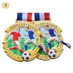 Die Casting Soft Enamel Stock Soccer Medal With Your Logo For Your Events, Cheap Metal Football Medal With Lanyard.