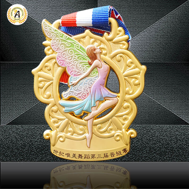 3D Model UV Printing Stock Dancing Medal, Metal Awards Dance Medals With Your Logo.