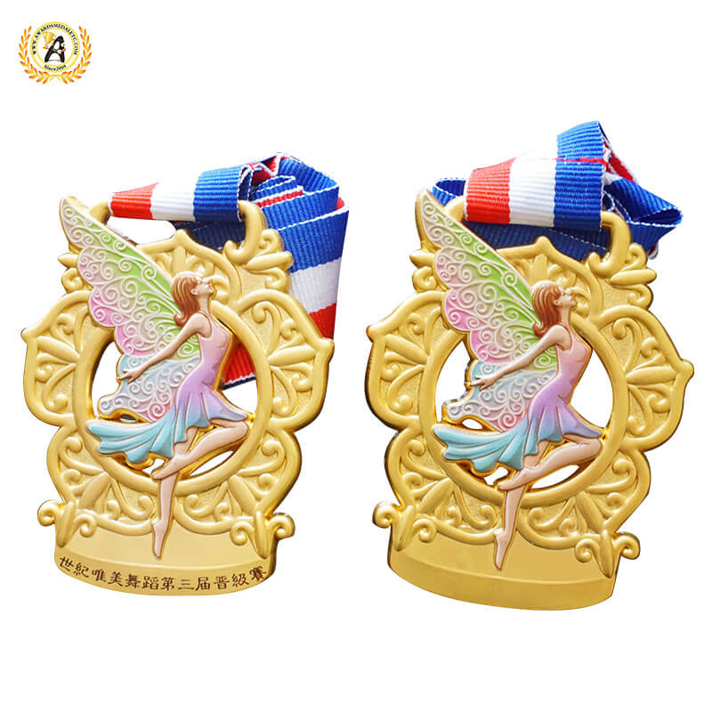 3D Model UV Printing Stock Dancing Medal, Metal Awards Dance Medals With Your Logo.