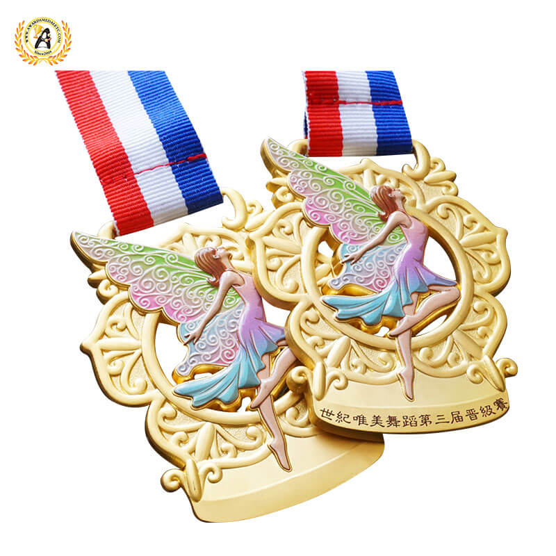 3D Model UV Printing Stock Dancing Medal, Metal Awards Dance Medals With Your Logo.