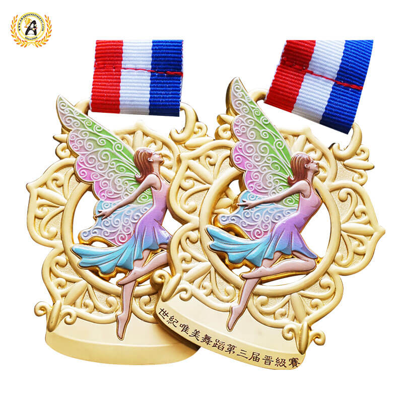 3D Model UV Printing Stock Dancing Medal, Metal Awards Dance Medals With Your Logo.