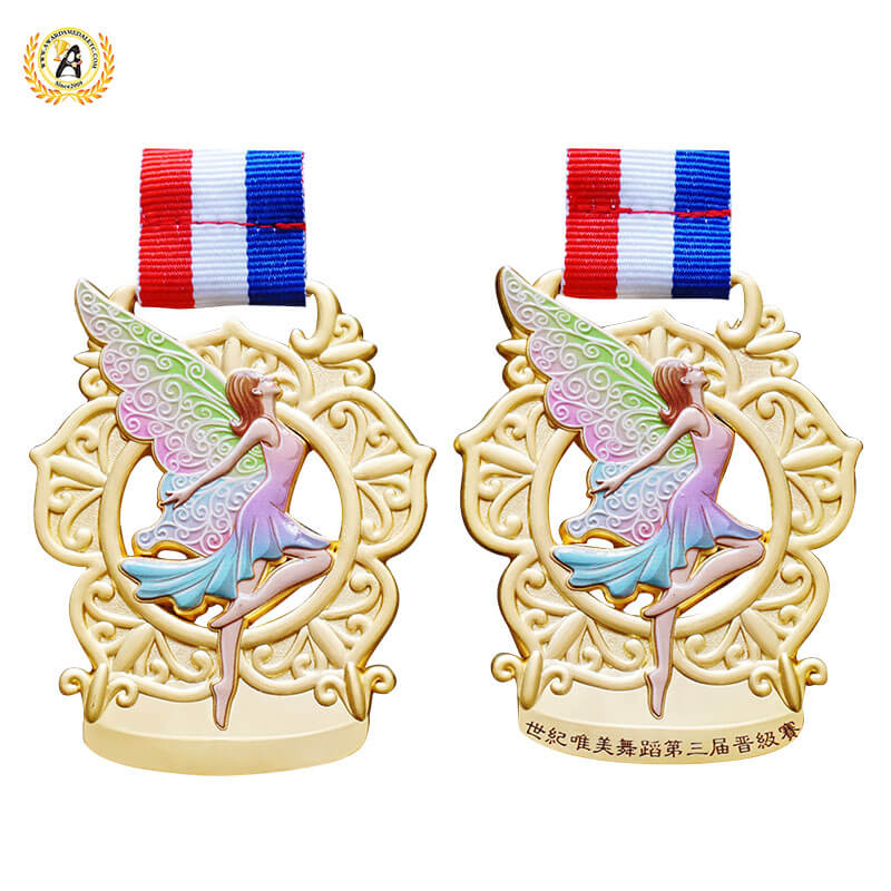 3D Model UV Printing Stock Dancing Medal, Metal Awards Dance Medals With Your Logo.