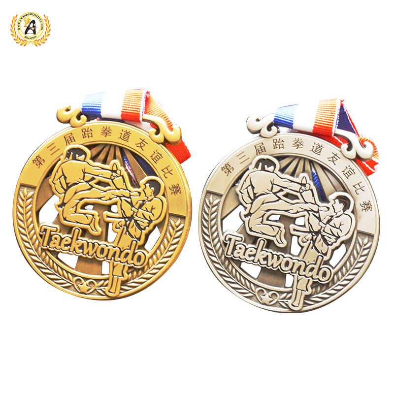 Now Get The Best Quality of Stock Taekwondo Medals For Your Actitivies, Metal Bronze Medal With Ribbons