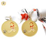 Zinc Alloy Metal Awards Stock Football Medals, Die Casting Soft Enamel Soccer Trophies