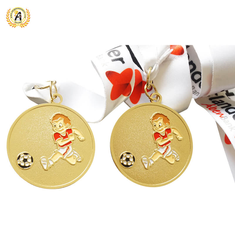 Zinc Alloy Metal Awards Stock Football Medals, Die Casting Soft Enamel Soccer Trophies