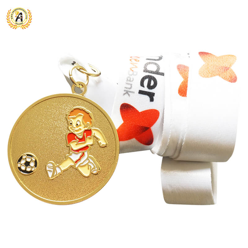 Zinc Alloy Metal Awards Stock Football Medals, Die Casting Soft Enamel Soccer Trophies