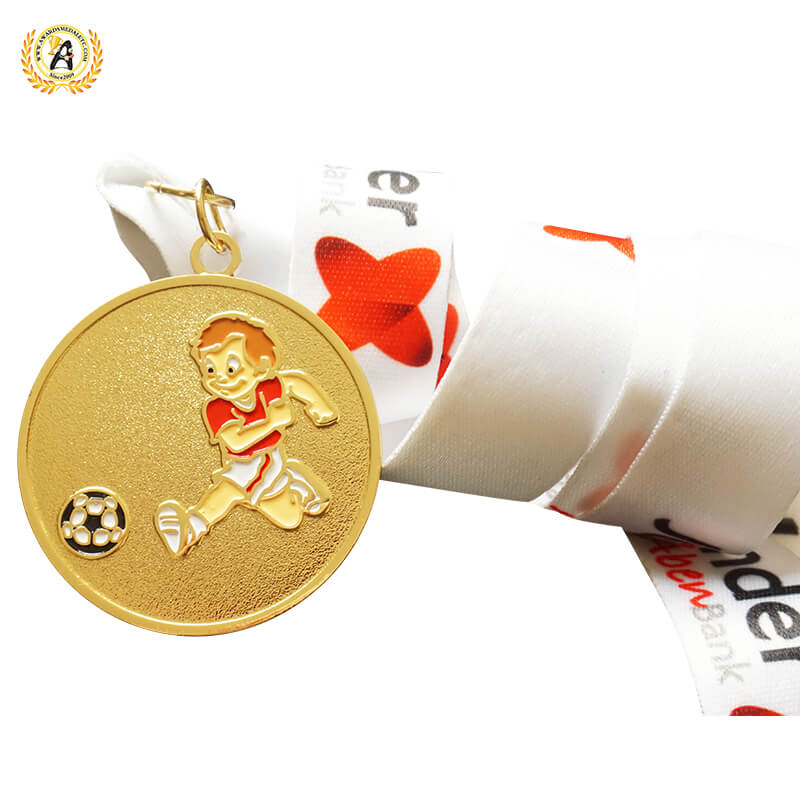 Zinc Alloy Metal Awards Stock Football Medals, Die Casting Soft Enamel Soccer Trophies