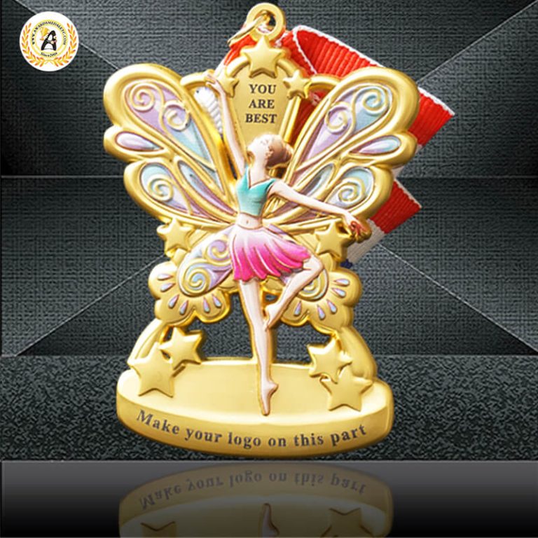 Zinc Alloy Stock Metal Dance Medals With Your Own Letters, Trophies and Awards With UV Printing Full Color