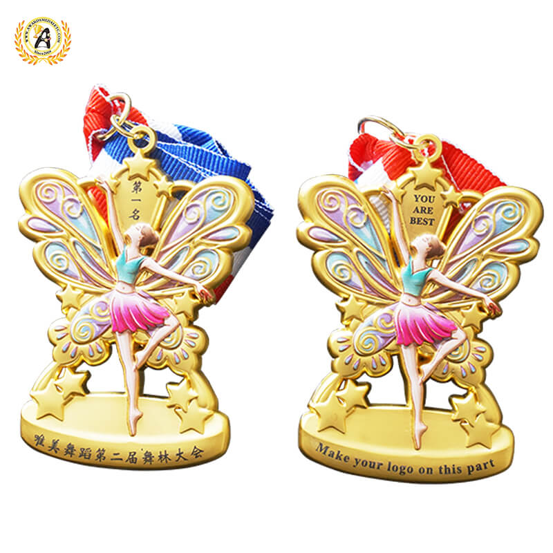 Zinc Alloy Stock Metal Dance Medals With Your Own Letters, Trophies and Awards With UV Printing Full Color