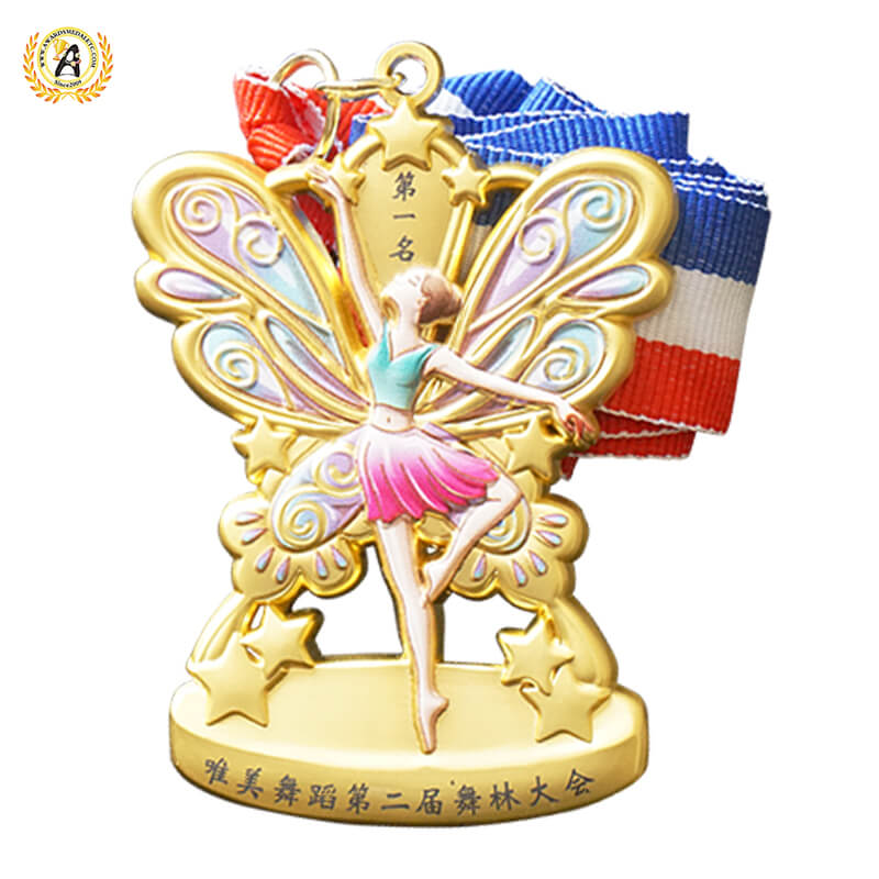 Zinc Alloy Stock Metal Dance Medals With Your Own Letters, Trophies and Awards With UV Printing Full Color