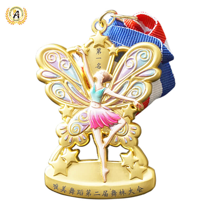 Zinc Alloy Stock Metal Dance Medals With Your Own Letters, Trophies and Awards With UV Printing Full Color