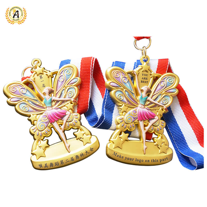 Zinc Alloy Stock Metal Dance Medals With Your Own Letters, Trophies and Awards With UV Printing Full Color