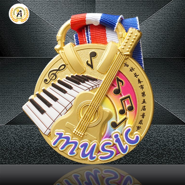 Die Casting Zinc Alloy Stock Music Medals With Your Logo, Metal Award Medallion With Ribbons