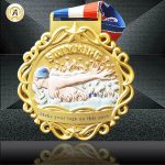 Zinc Alloy Material Stock 3D Swimming Metal Medals, Cheap Sports style Personalized Gold Trophies