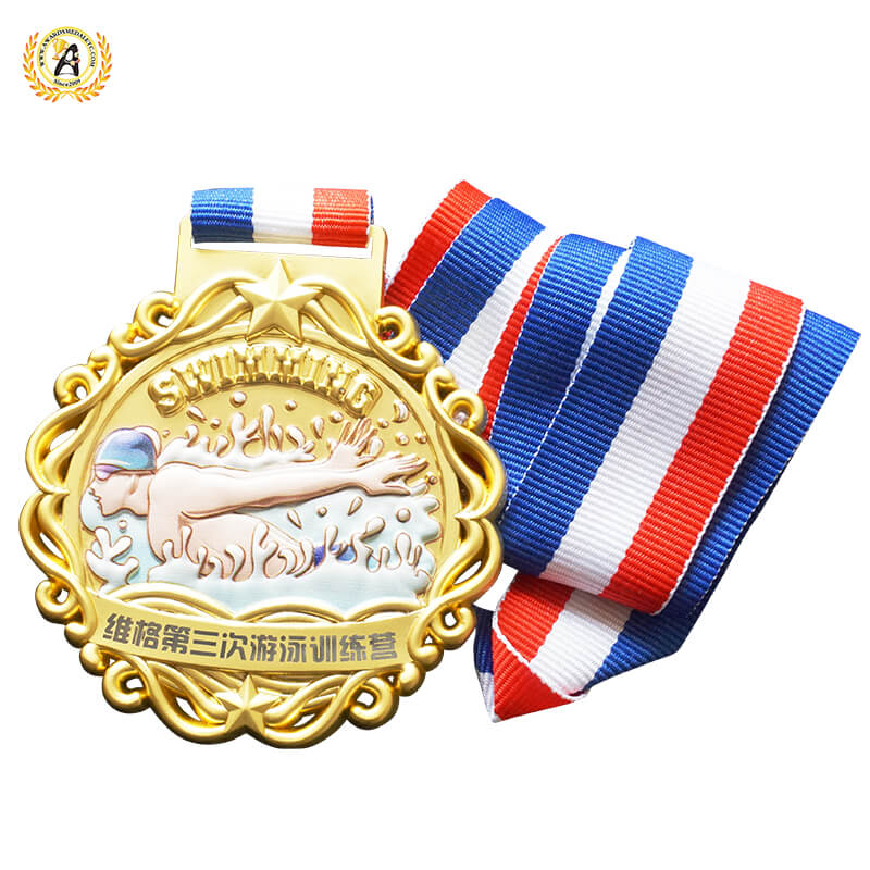 Zinc Alloy Material Stock 3D Swimming Metal Medals, Cheap Sports style Personalized Gold Trophies