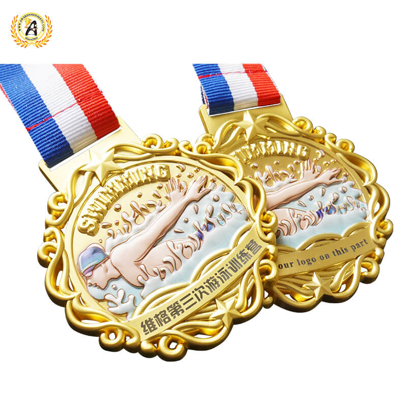 Zinc Alloy Material Stock 3D Swimming Metal Medals, Cheap Sports style Personalized Gold Trophies