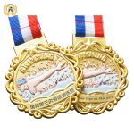 Zinc Alloy Material Stock 3D Swimming Metal Medals, Cheap Sports style Personalized Gold Trophies