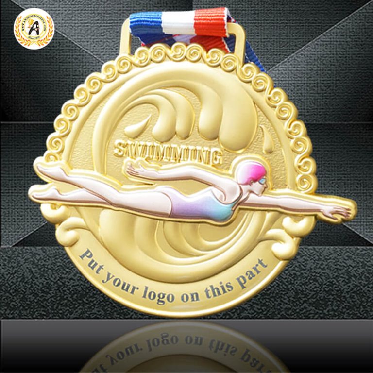 Zinc Alloy Material Stock Metal Swimming Medals, Cheap Sports Awards Personalized Gold Trophies
