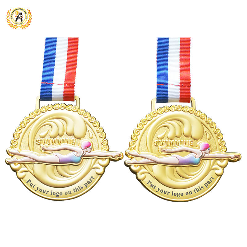 Zinc Alloy Material Stock Metal Swimming Medals, Cheap Sports Awards Personalized Gold Trophies