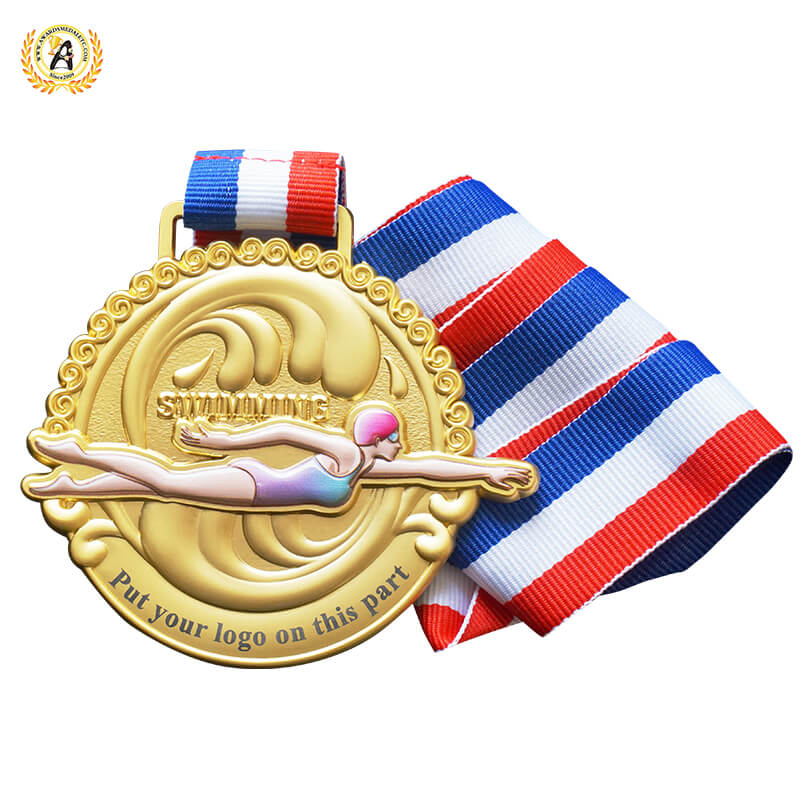 Zinc Alloy Material Stock Metal Swimming Medals, Cheap Sports Awards Personalized Gold Trophies