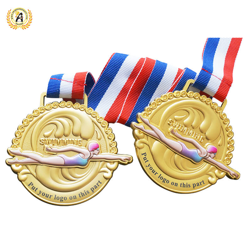 Zinc Alloy Material Stock Metal Swimming Medals, Cheap Sports Awards Personalized Gold Trophies
