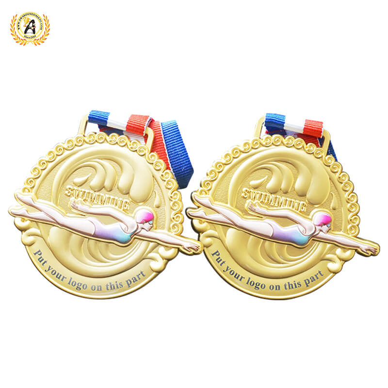 Zinc Alloy Material Stock Metal Swimming Medals, Cheap Sports Awards Personalized Gold Trophies