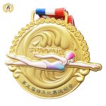 Zinc Alloy Material Stock Metal Swimming Medals, Cheap Sports Awards Personalized Gold Trophies
