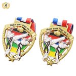 3D Model Stock Taekwondo Medal, Metal Medallions For Sale, Soft Enamel With UV Printing Full Color.