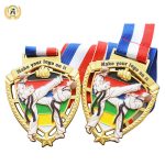 3D Model Stock Taekwondo Medal, Metal Medallions For Sale, Soft Enamel With UV Printing Full Color.