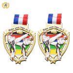 3D Model Stock Taekwondo Medal, Metal Medallions For Sale, Soft Enamel With UV Printing Full Color.