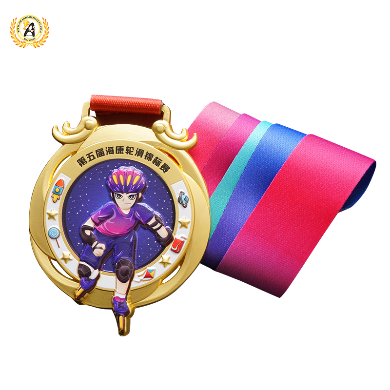 Doing Your Own Desing Stock Skating Medals With Ribbon, Metal Zinc Alloy Skiing Medallion