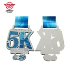 Custom 5K Virtual Run Medal, Glitter Soft Enamel Zinc Alloy Running Finisher Medallion.
