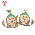 Custom American Football Medals, Soft enamel Transparent Coating Metal Medallion.