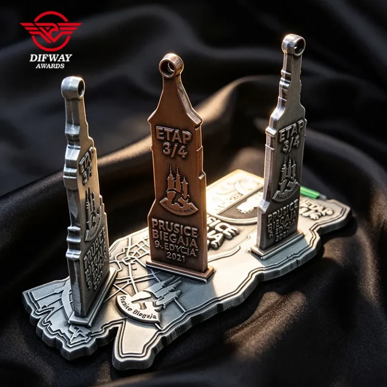 Custom Stackable Interchangeable Desktop Display Medals and Trophies.