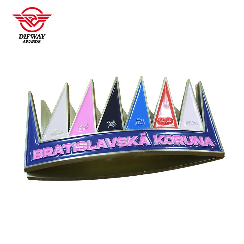 Crown Shaped Tabletop Metal Souvenir Plaques and Awards, Zinc Alloy Medals