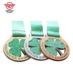Custom Green Glitter Color Swimming Medals For Swimming Club Events.