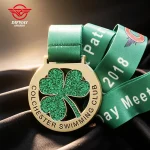 Custom Green Glitter Color Swimming Medals For Swimming Club Events.