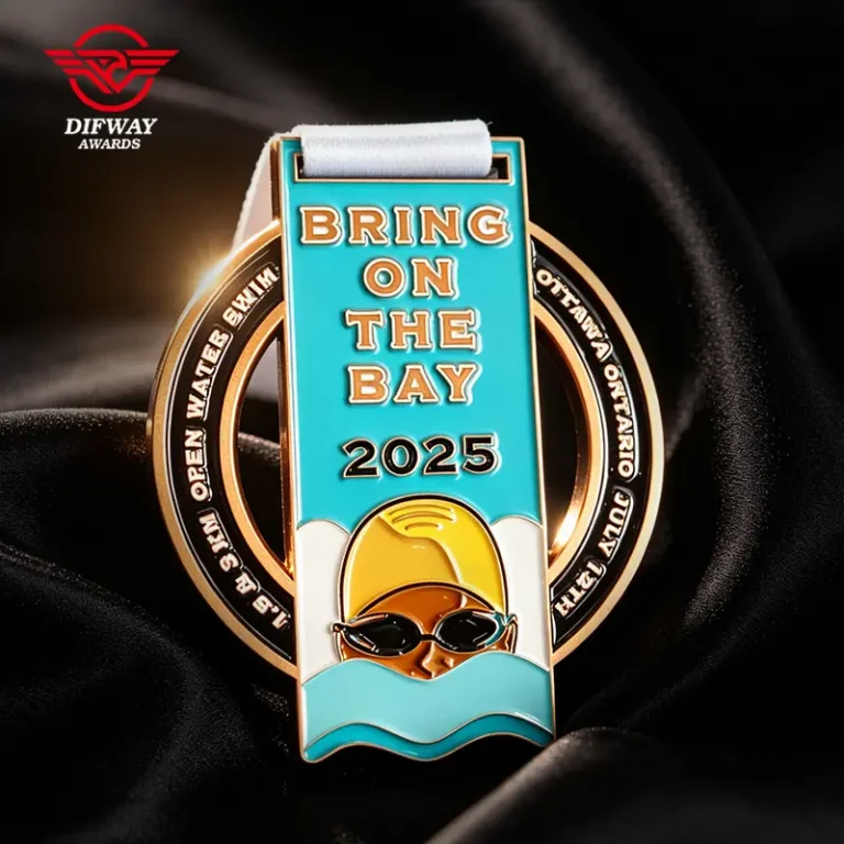 Customized Metal Swimming Medals. Bespoke Your Own Design Logo Awards Medallions.