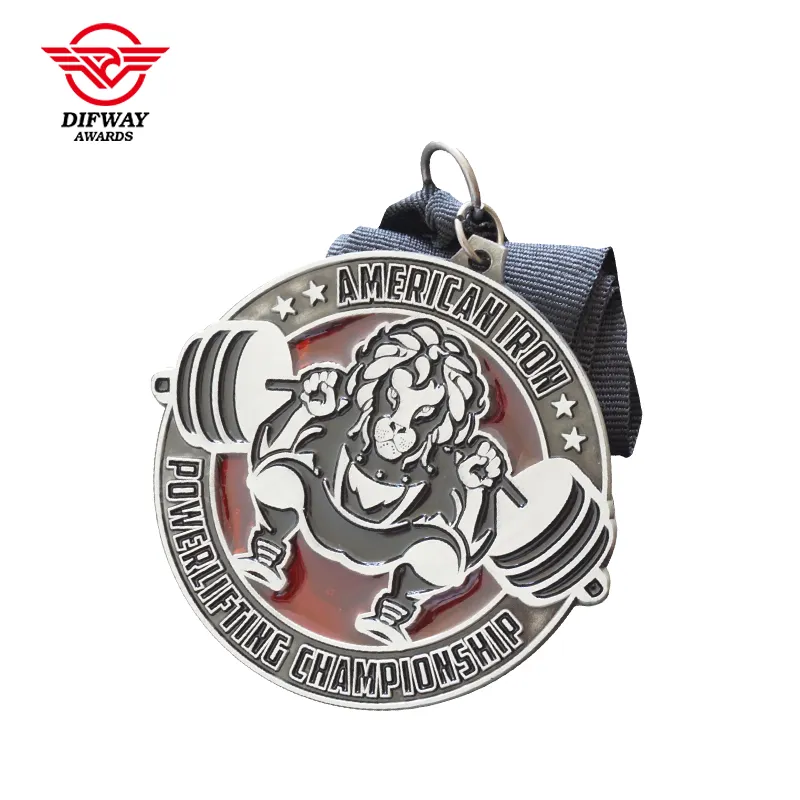 Custom Weightlifting Medal, Customized Powerlifting Championship Weightlifter Medallions.