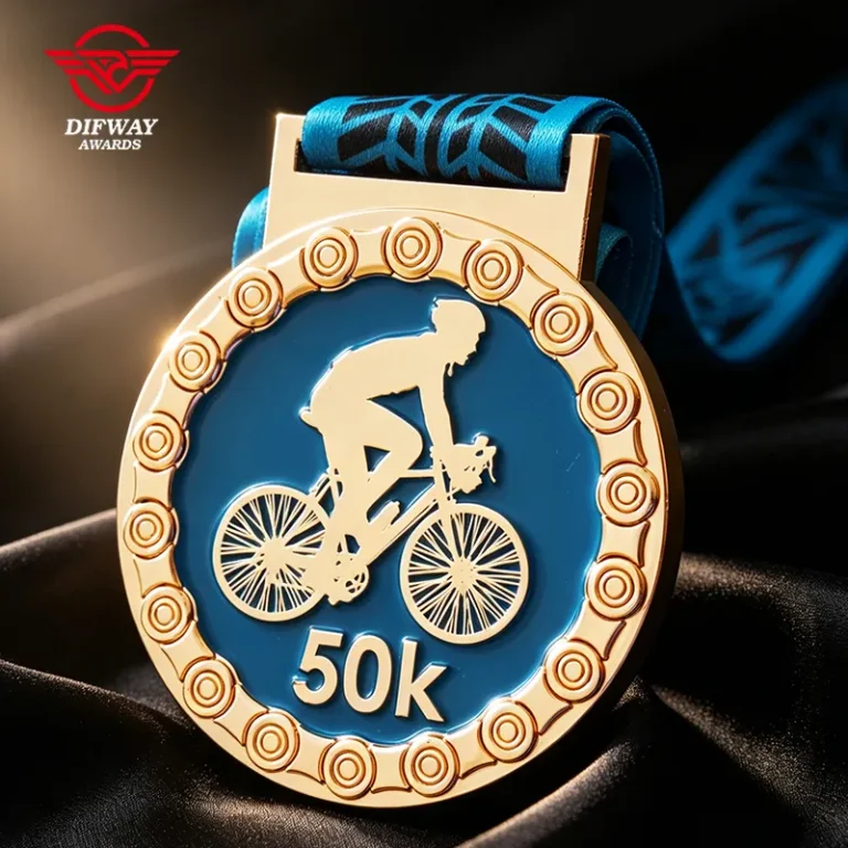 Custom Enamel Cycling Race Medal With Your Own Logo Design, Bespoke Metal Medallions.