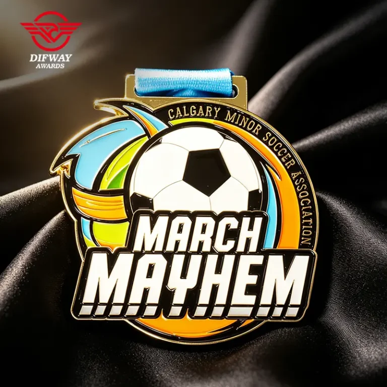 Customized Metal Soccer Medals, Bespoke Soft Enamel Awards Medallions.