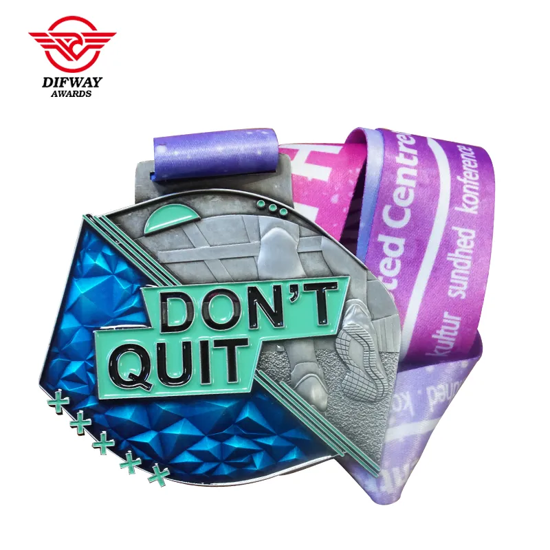 Custom Marathon Race Medals, Zinc Alloy Soft Enamel Virtual Running Finisher Medallions.