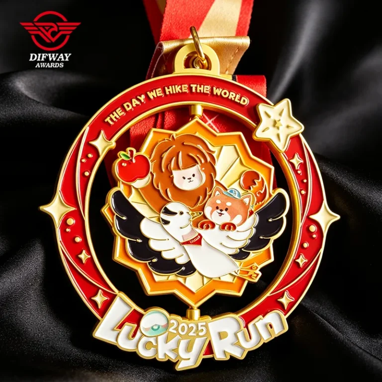 Double Sided Rotatable Spinning Medals, Animal Lucky Run Virtual Challenge Medallions.